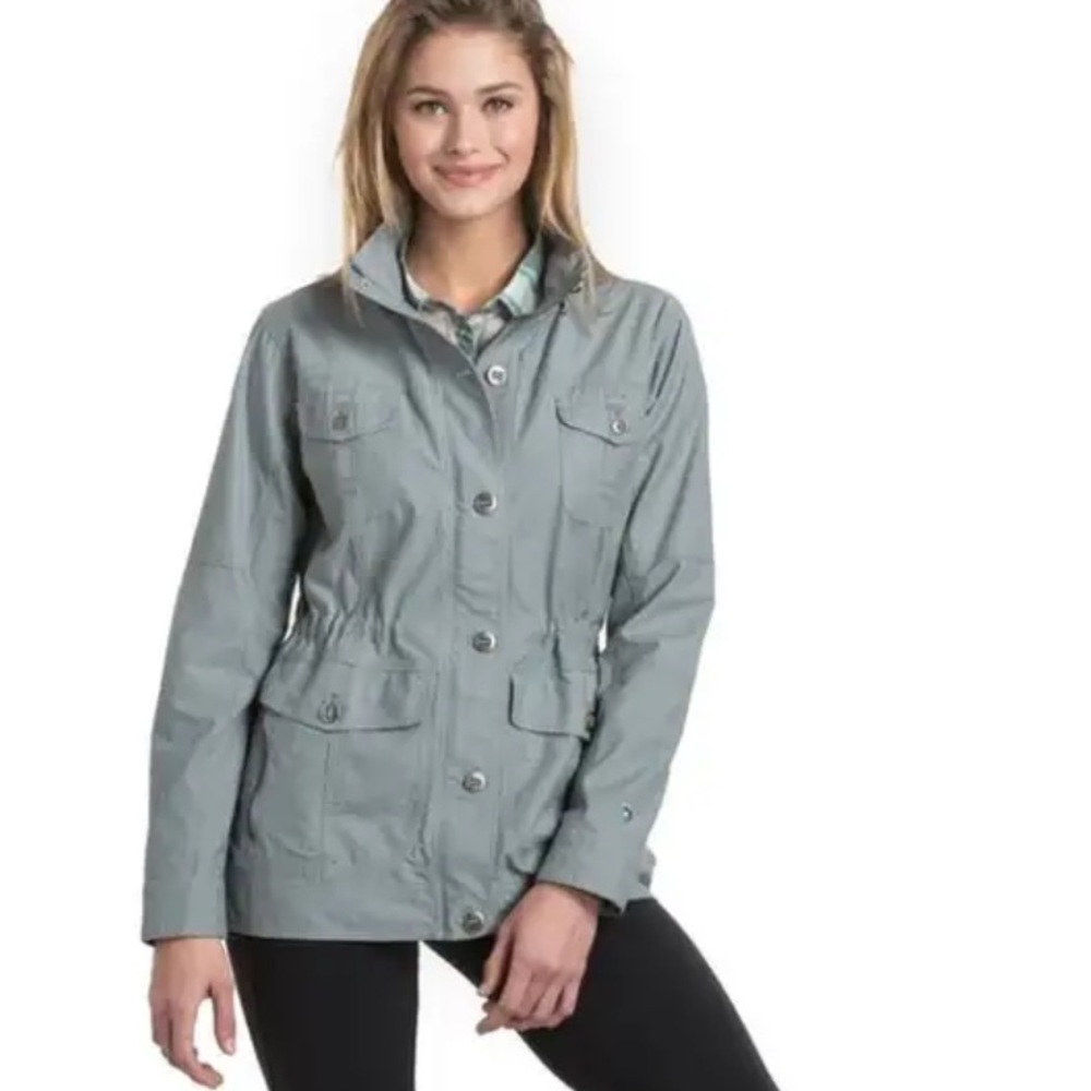 Kuhl Blue/Green-Gray Utility Jacket with Military-Inspired Design